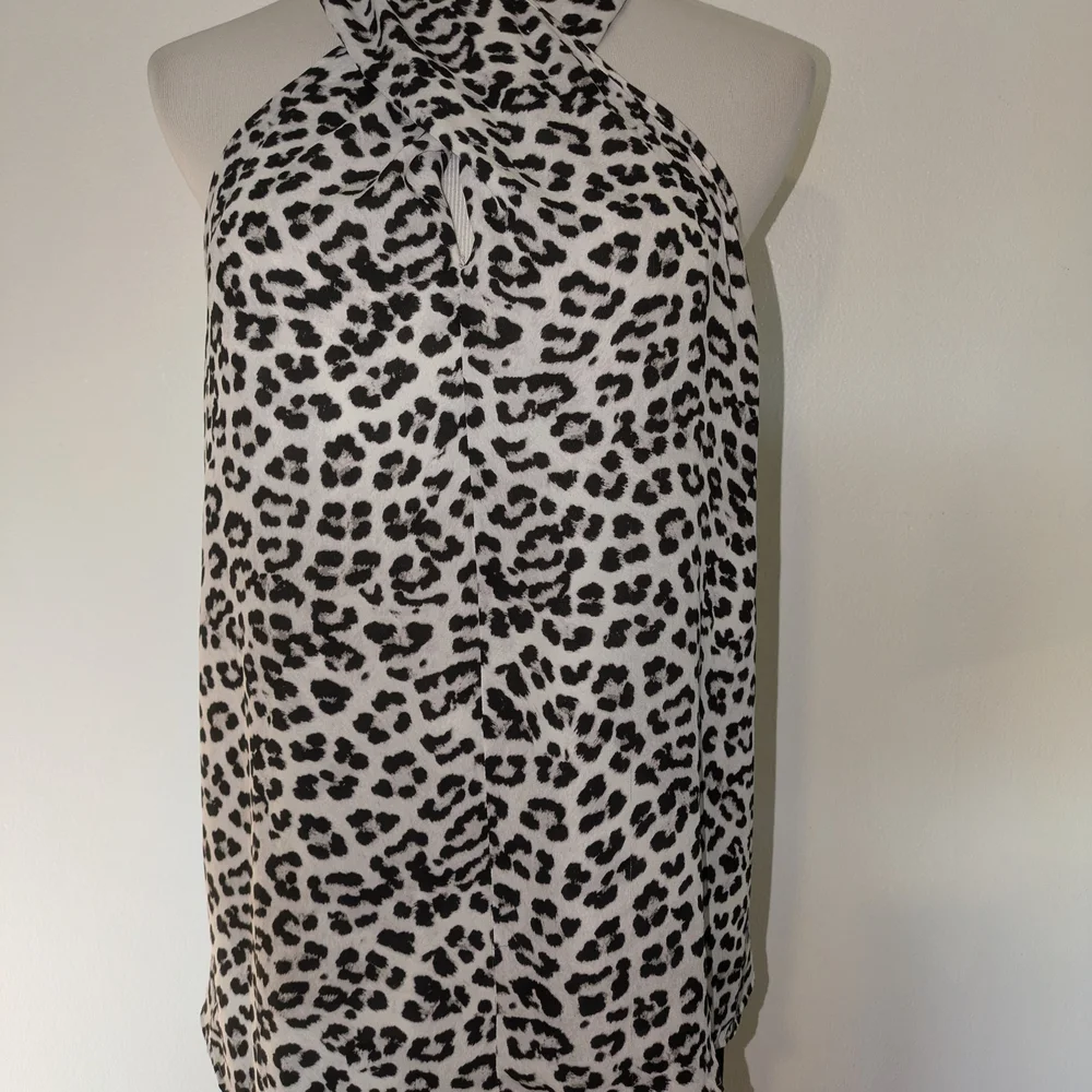 Ann Taylor Factory Black and White Sleeveless Halter Blouse - Picture 2 of 11